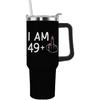 I Am 49 Plus Middle Finger Tumbler 40oz Tumbler with Handle Insulated for Hot and Cold Tumbler with Lids and Straws Christmas Gift for Women