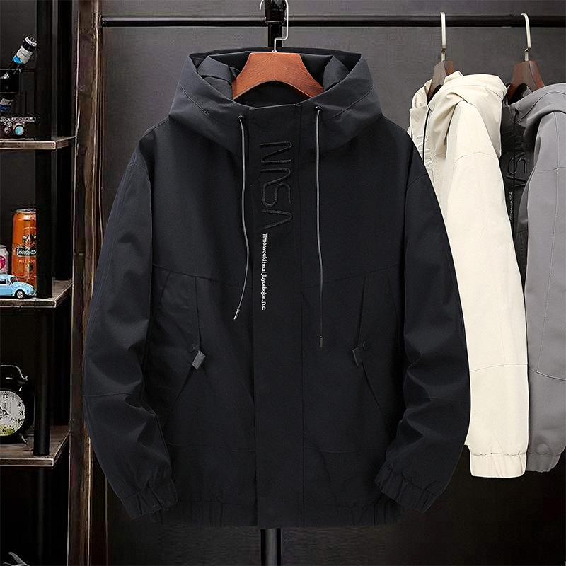 Plus Size Men's Hooded Jacket - Japanese Style, Loose, Versatile, Casual, Spring/Autumn Trend.