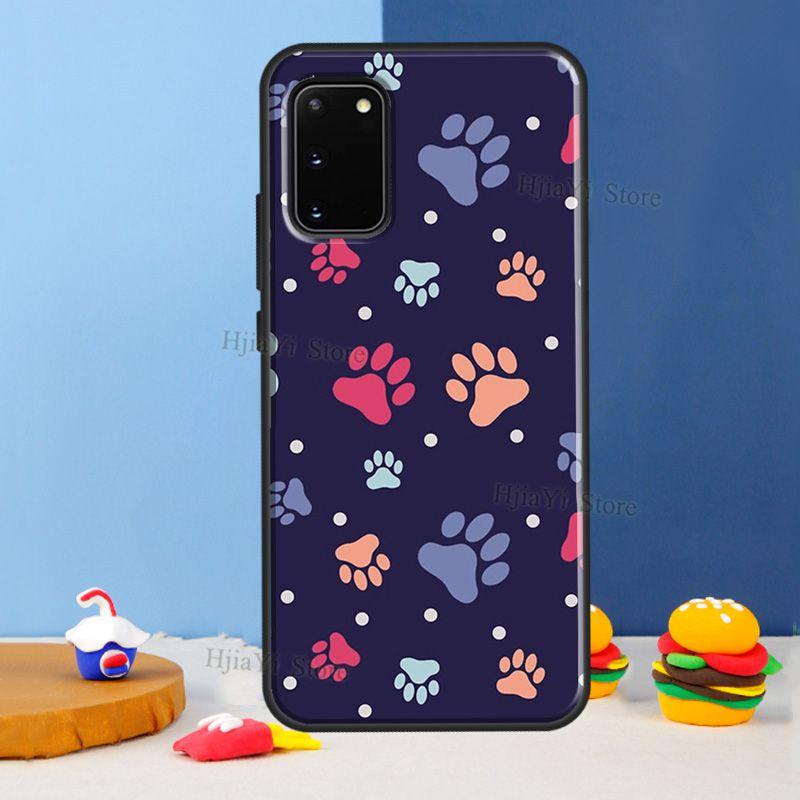 Dog Foot Print Paw Colorful Pattern For Samsung Galaxy S21 S22 Ultra S20 FE Note 20 Ultra S8 S9 S10 Note 10 Plus Phone Case