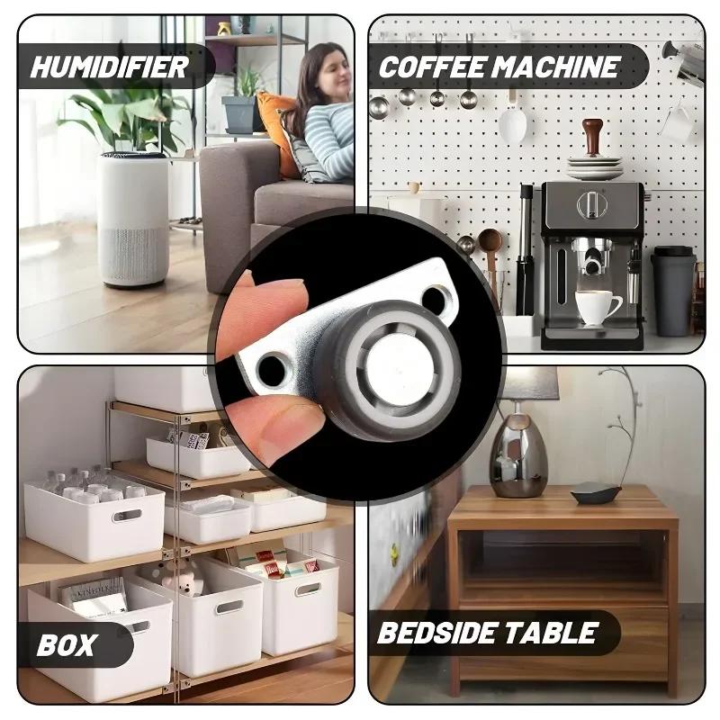 8/1 PZ Mini Ruote Girevoli Laterali Silenziose in Gomma Ruote per Mobili Direzionali per Carrello Cassetto Pensili da Cucina