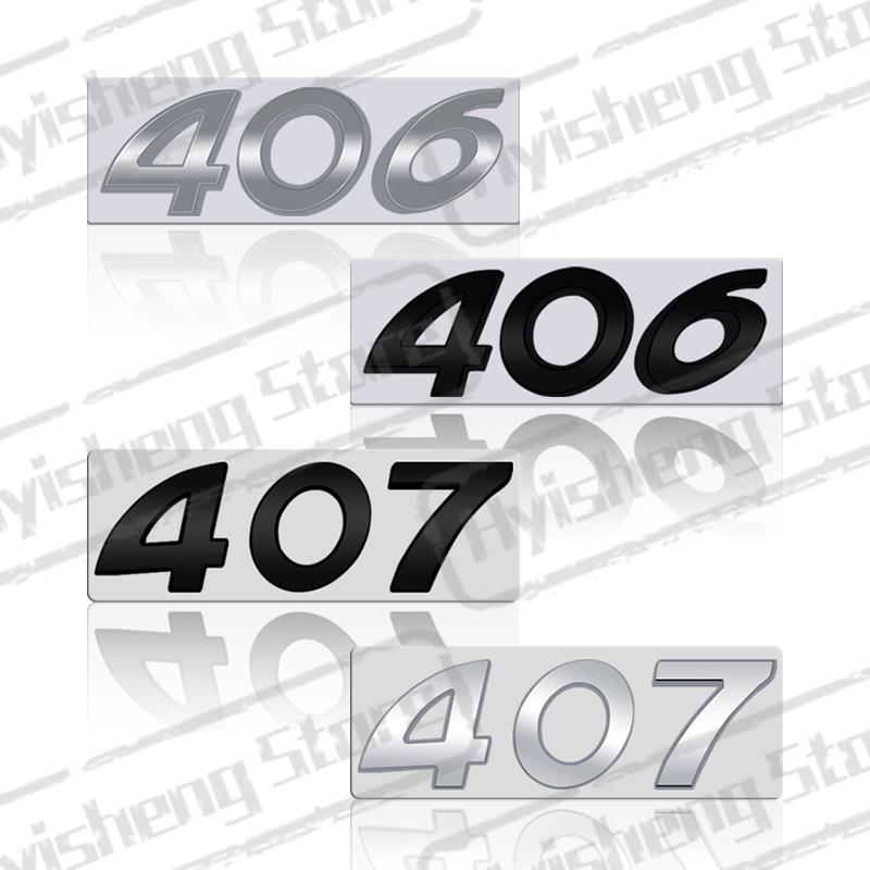 1Pc 3D Metal Sticker For 406 407 Emblem Letters Badge Decoration Rear Trunk Stickers Car Styling Accessories