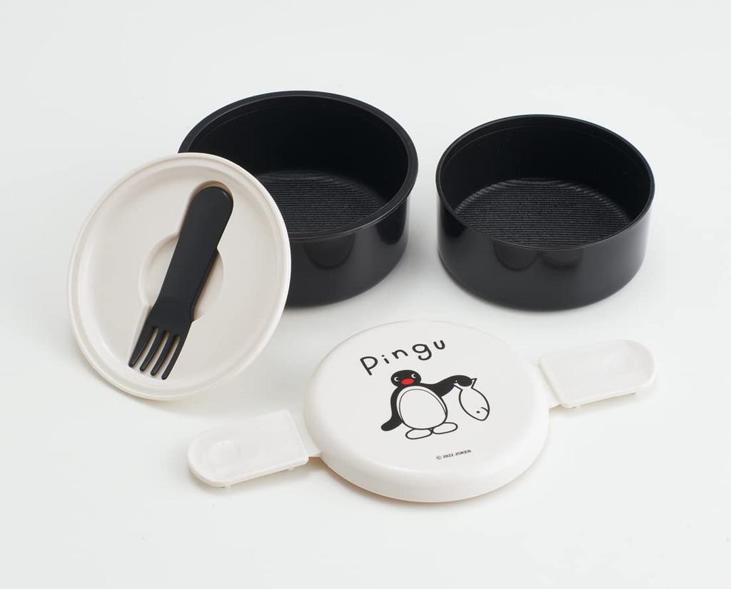 Skater Bento Round Rice Ball Case with 500ml Made in Pingu Box, Antibacterial, Two-Tier, Fork, Capacity, Japan, Microwaveable, ONWR1AG-A