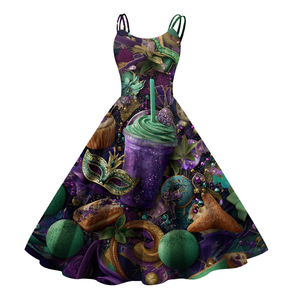 Women's Halloween Print Sexy Off-The-Shoulder Punk Vintage Dress