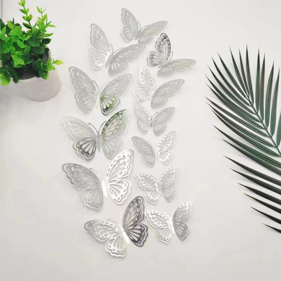 12 Pcs 3D Butterfly Wall Decor 3 Sizes Butterfly Wall Decals for Room Wall Decor Self-Adhesive Removable Stickers for Party