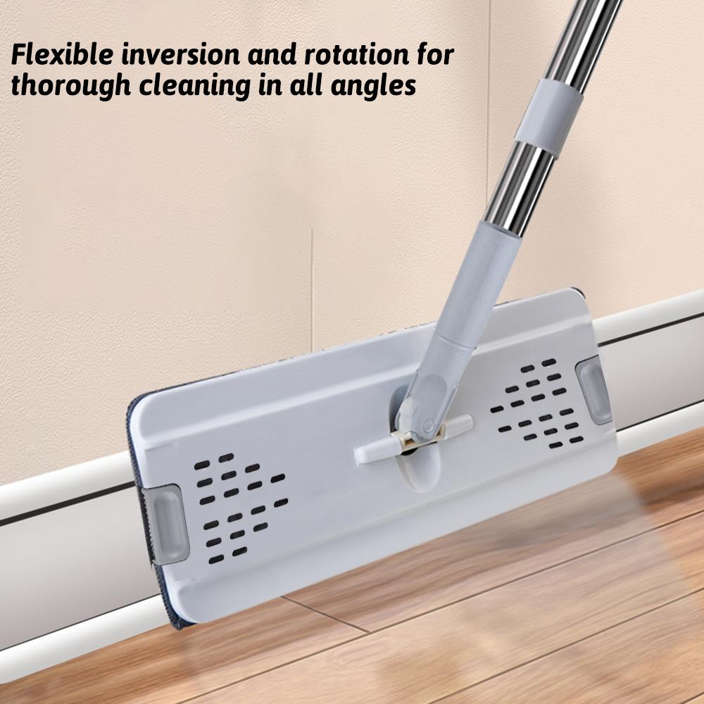 Mop and Bucket with Wringer Set 47 Inch Long Stainless Steel Handle Wet and Dry Use Flat Mop Bucket System with 2