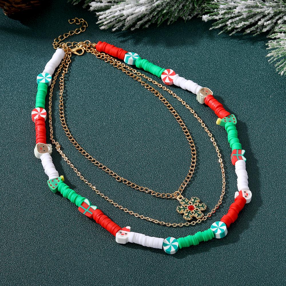 Ornements de Noël Huile Drip Européen-Américain Collier Chaîne de Perles Multicouche