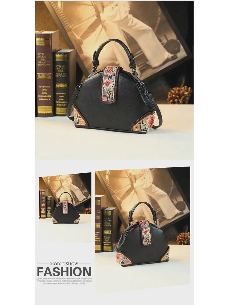 2025 Ethnic Chinese Embroidered Soft Leather Women's Crossbody Bag - New Stylish All-Match Handbag