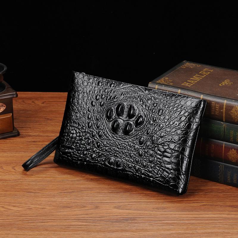 Crocodile Pattern Men's Large Capacity Leather Clutch Wallet