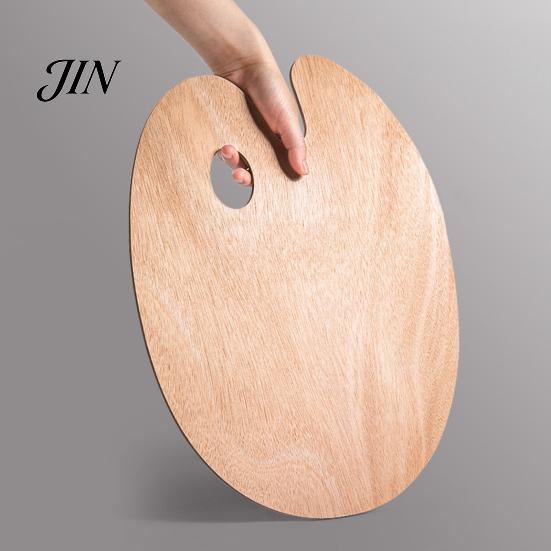 Easy To Clean Paint Palette Wooden Palette, Square Oval Shaped Artist Painting Tray with Smooth Surface Thumb Hole for Acrylic Watercolor Oil