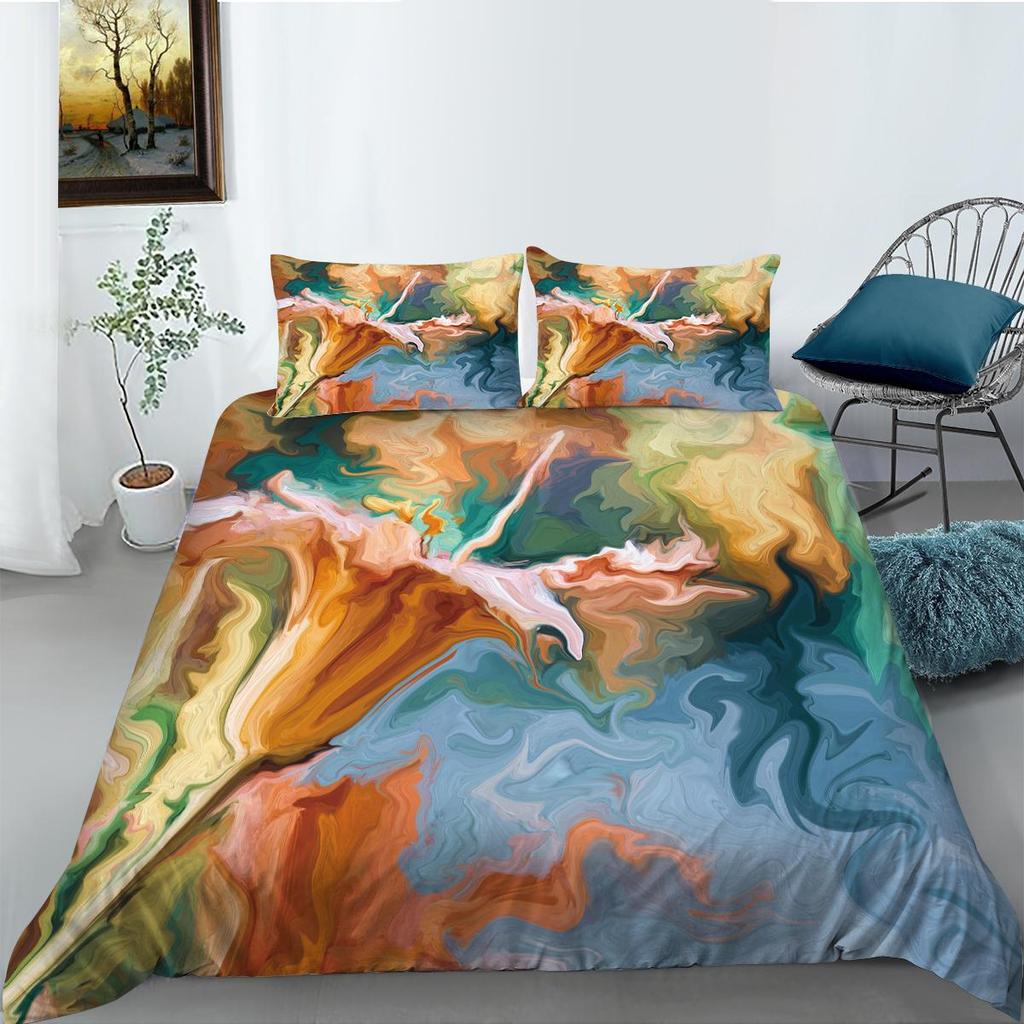 3D Flower Bedding Set King Queen Bed Duvet Cover Pillowcase 2/3pcs Women and Girls Duvet Cover Soft Quick Drying Home Textile