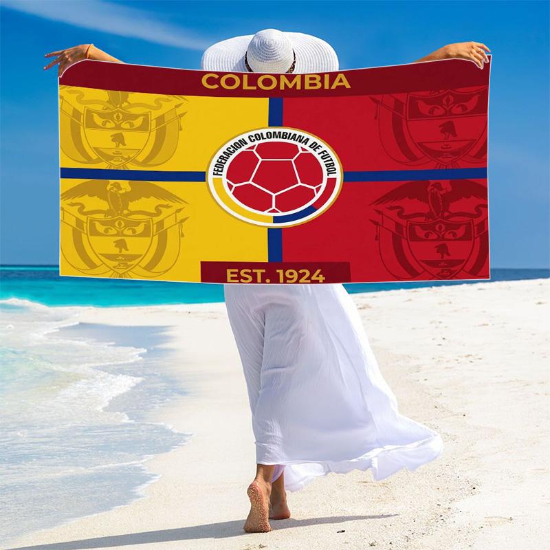 Futbol Colombiano Print Beach Towel, Large Soft Quick Dry Towel for Beach Camping Swimming