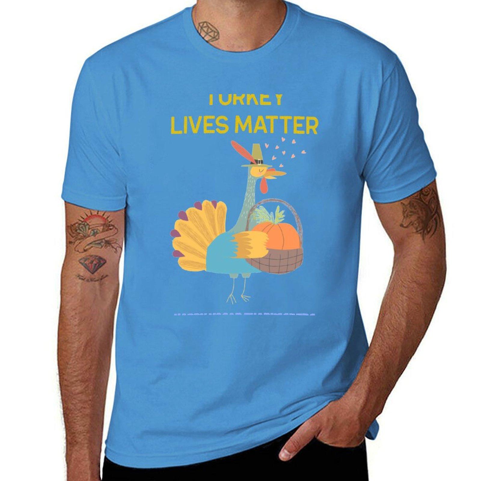 Turkey Lives Matter Tshirt blanks aesthetic clothes plus size tops fruit of the loom mens t shirts S