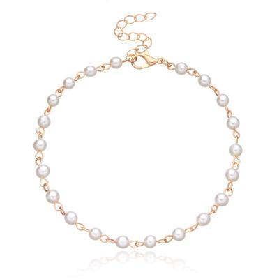 European-American Geometric Pearl Chain Beach Anklet for Women - New Fashion Jewelry