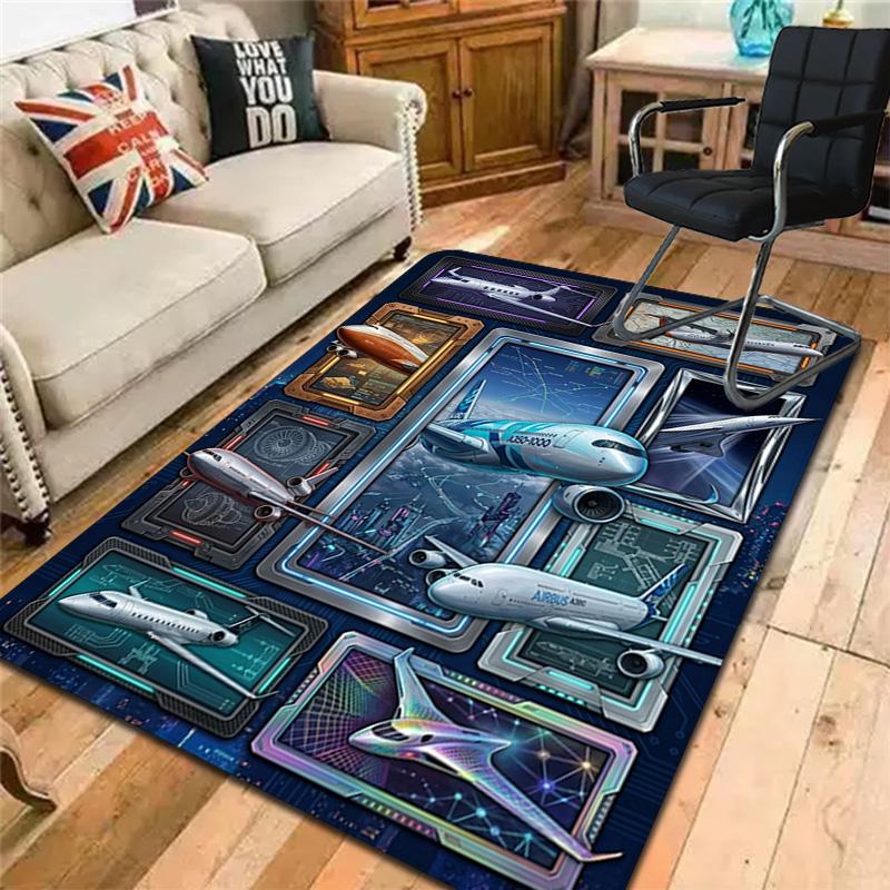 Aircraft Innovations Showcase Pattern Rug Floor Mat for Living Room or Bedroom Soft and Comfortable Carpet a Gift for Birthday and Holiday.