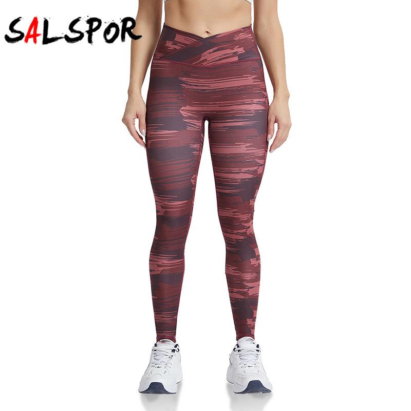 

Леггинсы с принтом на перекрестной талии, тонкие бедра с завышенной талией, спортивные женские спортивные штаны для йоги для фитнеса