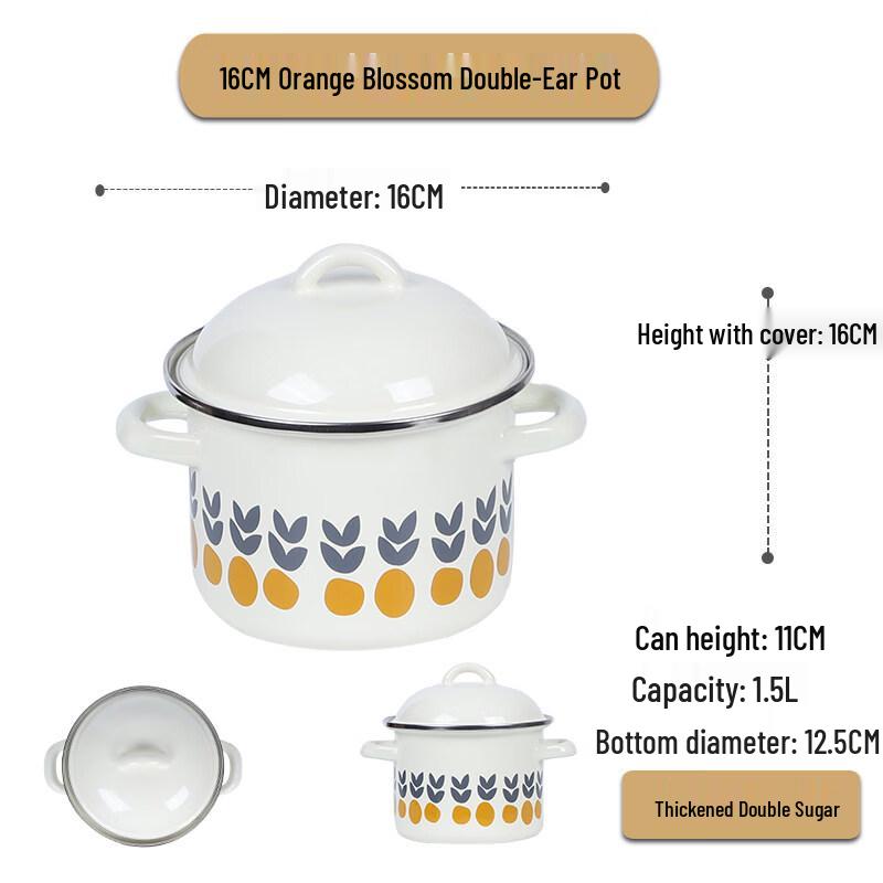Anditai Enamel Lard Storage Pot with Lid