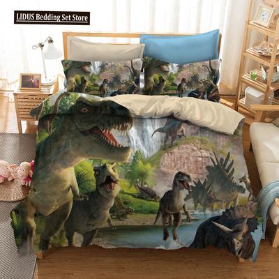 3D Dinosaurier Bettbezug Set Queen Size Für Jungen Dinosaurier Bettwäsche Set T-Rex Dinosaurier Bettdeckenbezug Bettset Heimdeko Für Teenager