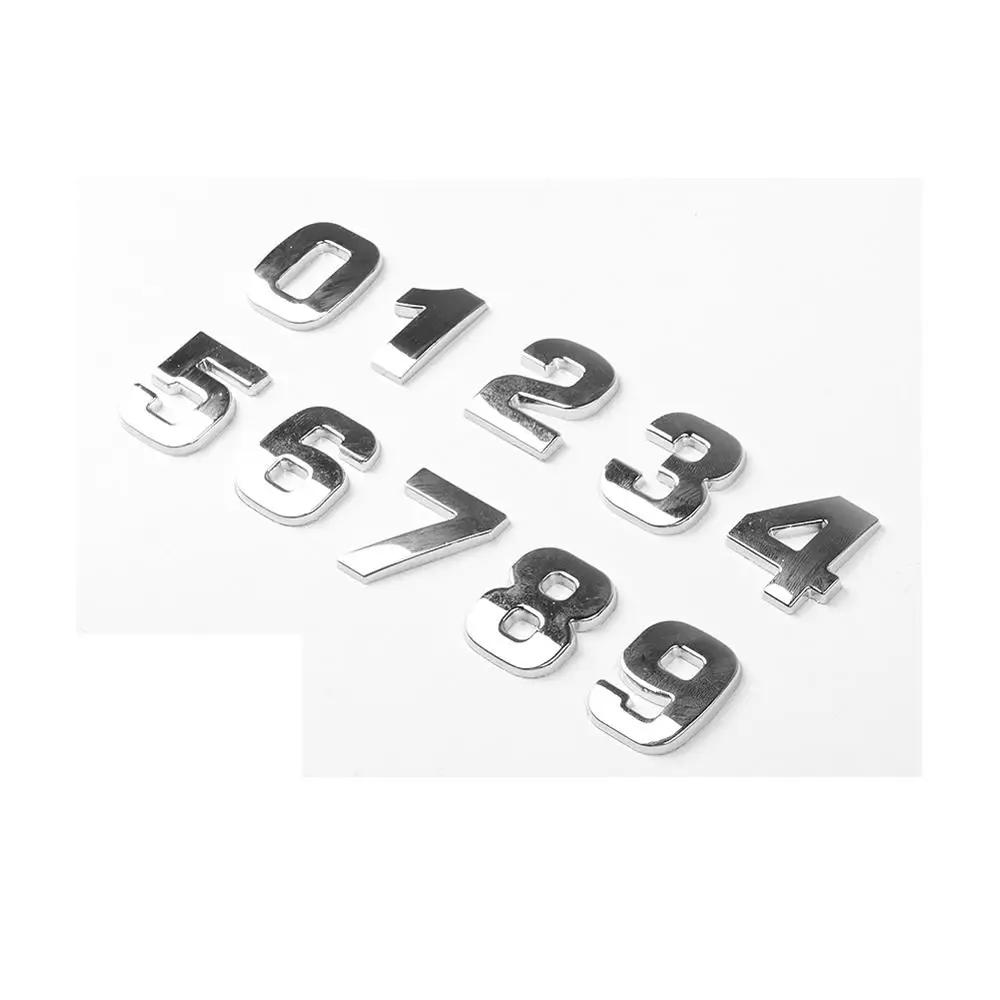 25mm 3D Samolepky na auto Kovová abeceda Stříbrná Černá Odznak Chromovaná Písmena Čísla Logo Samolepky na auto Automobilové Příslušenství Samolepky