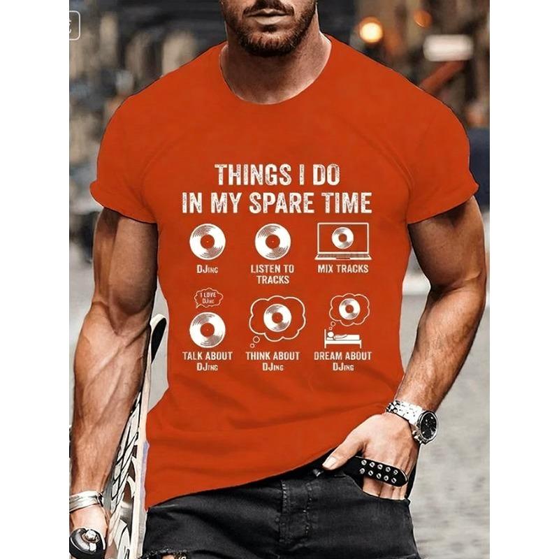 Summer Vinyl Record DJ Graphic Men's T-shirts Casual Hip Hop Streetwear Music Lover Funny Tops T-shirts
