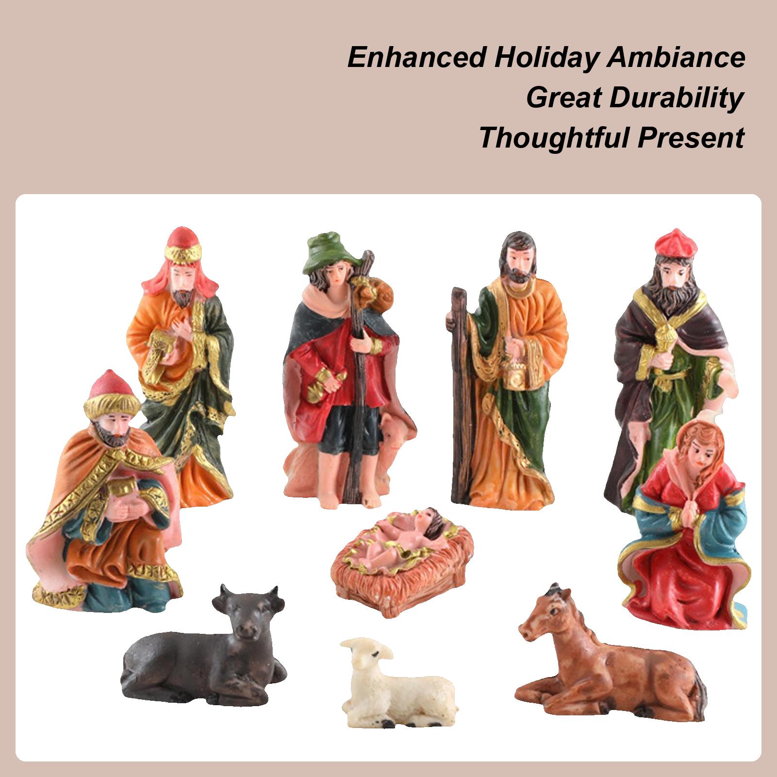 

Miniature Nativity Figures Nativity Scene Christmas Figurine Miniature Religious Resin Figurine Set for Home Shelf Windowsill CN