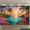 1pc 2D flat beach sunset party backdrop with a stunning sunset sky made of polyester lightweight and easy to store. (wsj)