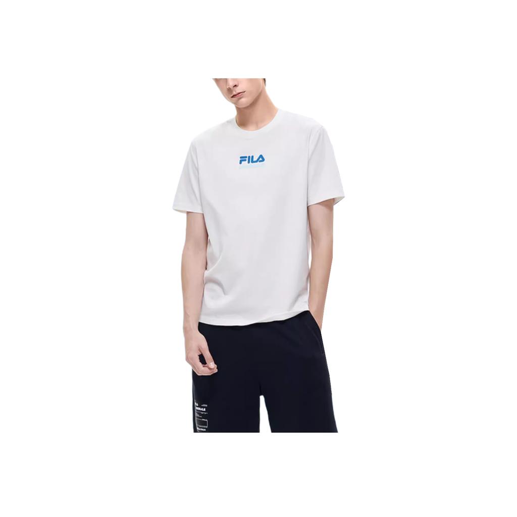 Fila Simple Logo Knitted Round Neck Short Sleeve T-Shirt Men Tops White F11M229116FWT