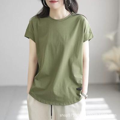 Lässiges Label Retro Kurzarm-T-Shirt für Damen, Lockerer und Schlankmachender Temperament, Ausgehöhltes Basic-Shirt, Frühlings- und Sommeroberteil für Damen