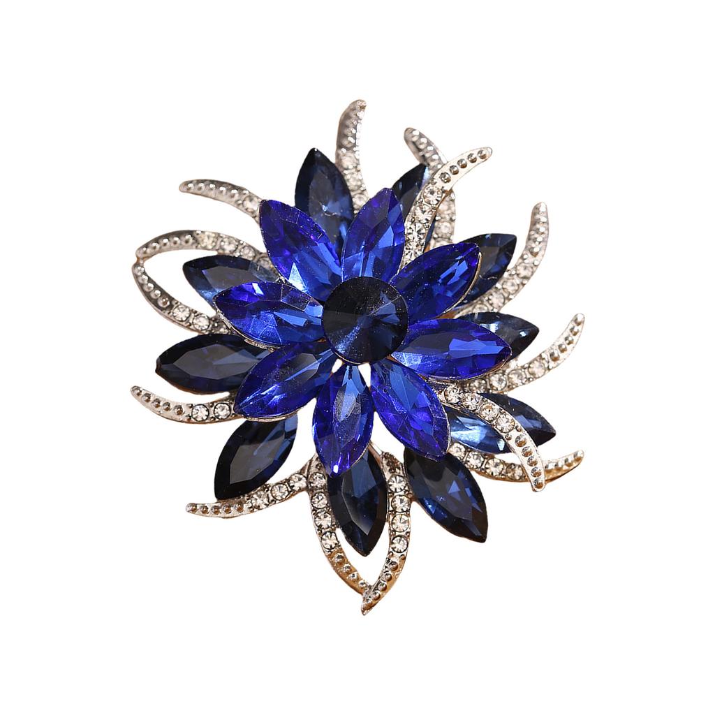Elegant Double Layer Flower Brooch With Crystals and Florals Designs for Women Jewelry Accessories