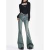 Flare jeans feminino cintura alta y2k roupas calças jeans vintage lavado retro esfregar estilo coreano streetwear