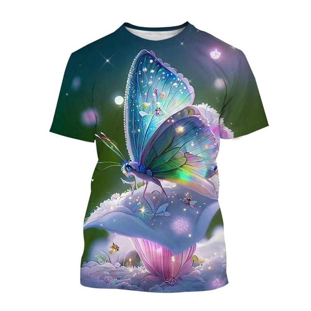 Hot Selling New Color 3D Printed Butterfly Animal T-shirt, Insect Butterfly Printed T-shirt, Men's and Women's Fashionable Casual Top