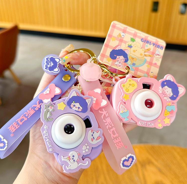 Canine Girl Projection Camera Keychain Women'S Exquisite Key Chain Pendant Creative Fun Practical Key Ring