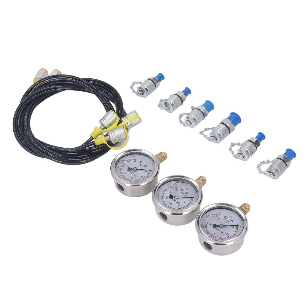 Hydraulic Pressure Test Kit 3 Gauge 6 Coupling 3 Hose Portable Hydraulic Pressure Test Box for Industrial Device