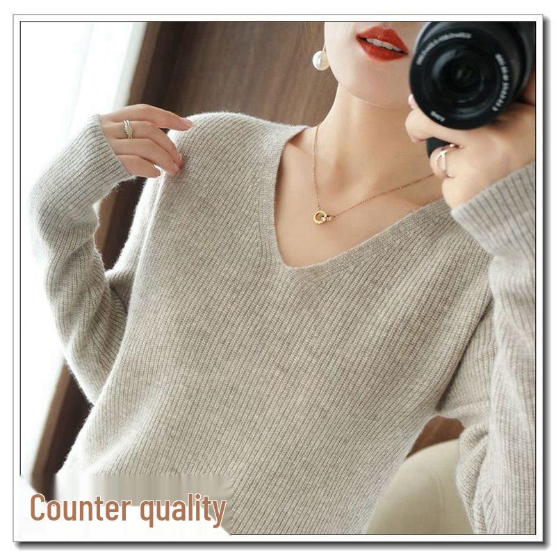 

Women s Korean Style Plus Size Fur Collar Sweater - Loose Fit, Solid Color Slim Autumn/Winter Outerwear Knit Top M for 45-52.5 kg