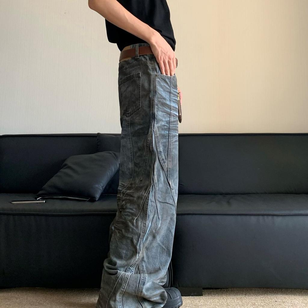 ZYLLO Amerykański Design Y2k Podarte Brudne Wypłukane Dżinsy Damskie High Street Vintage Styl Pustkowia Szerokie Nogawki Spodnie Modny Design Ubrania