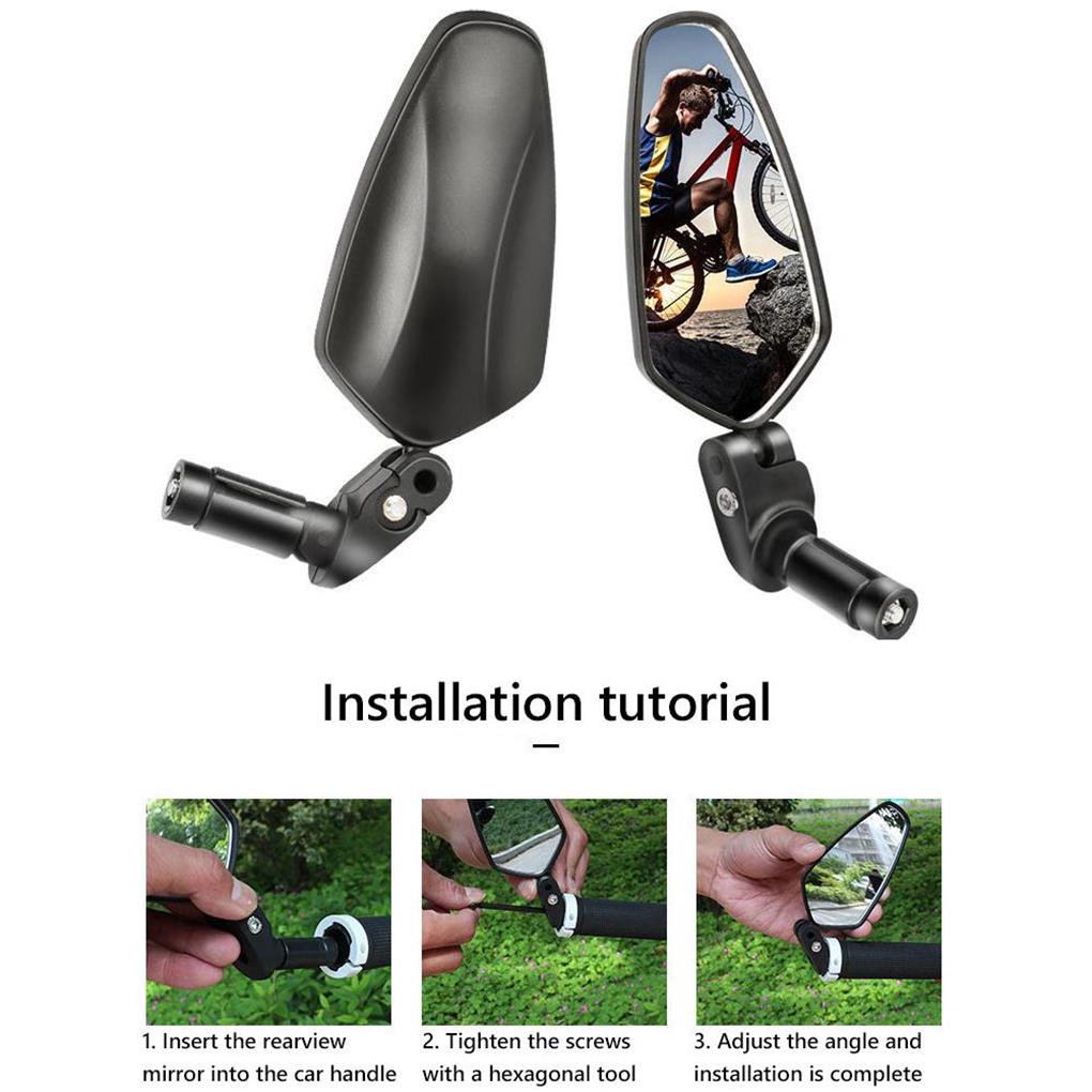 2PCS High-definition Bike Mirror 360 Rotation Adjustable Lightweight Rearview Mirror with 2 Wrenches Glass Mirrors Outdoor