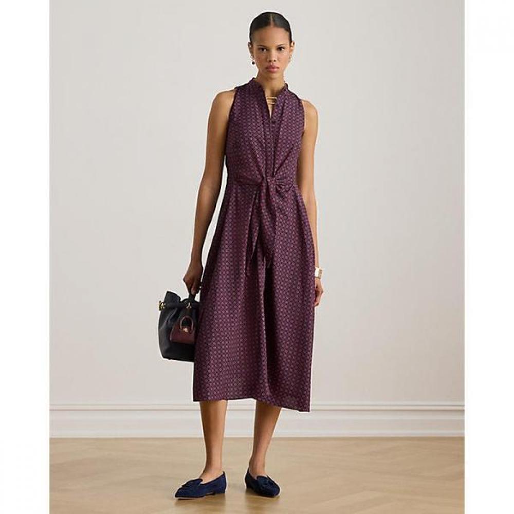 

Lauren Ralph Lauren Crepe Sleeveless Dress Tie Front Print 4