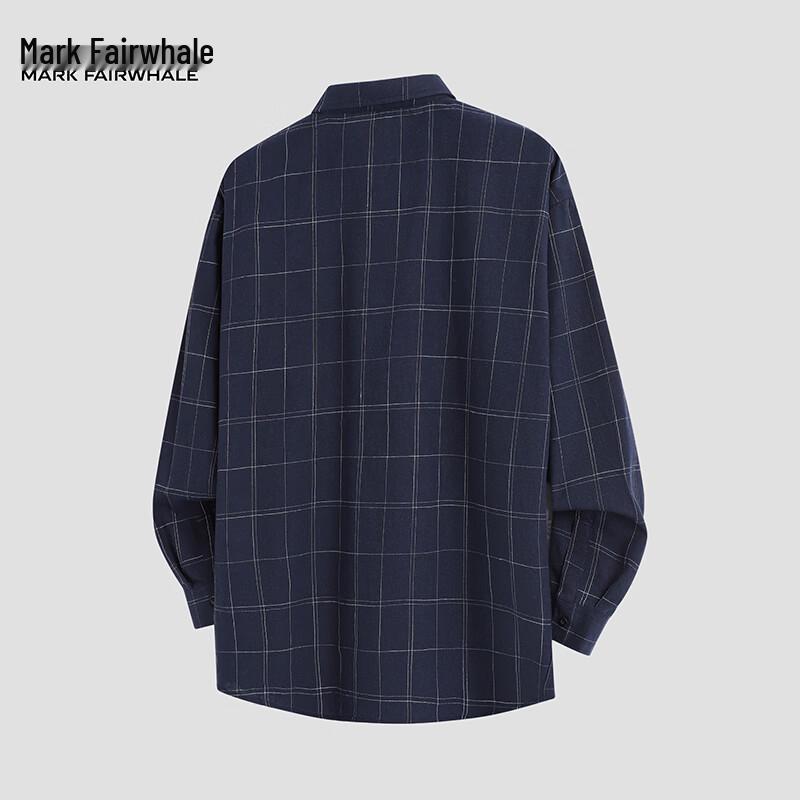 Mark Huafei Men's American Retro Plaid Long Sleeve Shirt