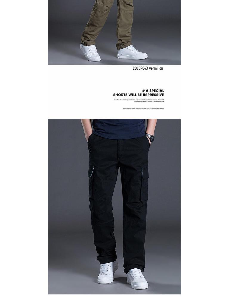 Men's Casual Workwear Pants - Wear-Resistant, Loose-Fit, Straight-Leg with Multi-Pockets for Spring and Autumn