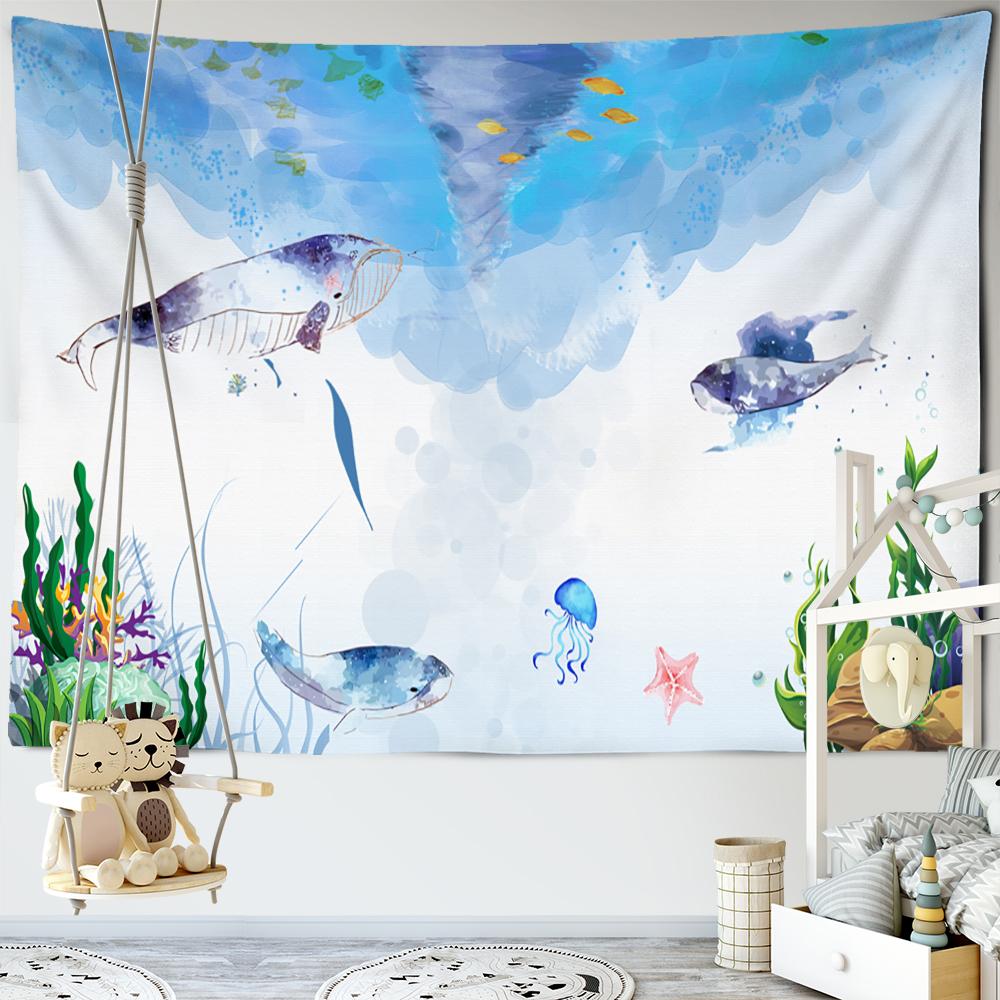 Dream Whale Tapestry Wall Hanging Cartoon Kawaii Hippie Art Tapiz Boho Kids Room Girls Dorm Home Decor