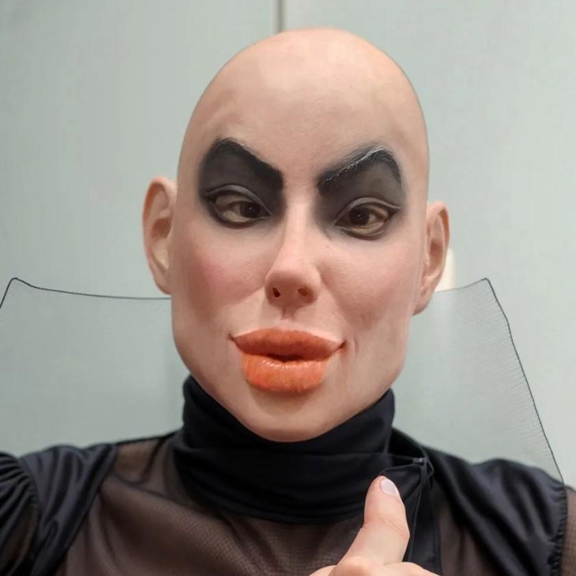 Lateks maske Cadılar Bayramı başlığı, güzellik başlığı, yaratıcı maske, lateks kel güzellik başlığı, takılabilir