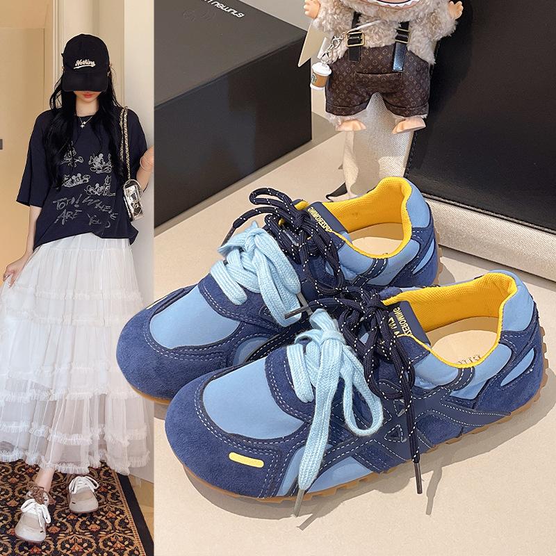 Increase the height of German training thick-soled inner mesh shoes Women's 2025 autumn mesh versatile new sports and leisure shoes Forrest Gump shoes