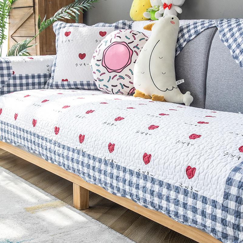 Nordic Simple Sofa Cushion, Universal Non-Slip In All Seasons, Pure Cotton Washed Cotton Fabric, Summer Sofa Cover, Backrest Towel