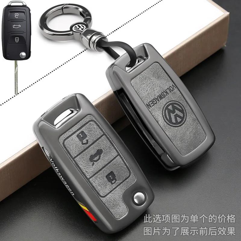 2025 Hot Leather Alloy Car Remote Key Case Cover for Volkswagen Polo Golf Passat Tiguan Beetle Caddy T5 Up Skoda Octavia Seat Le