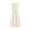 Nanyou Elegant Handmade Shell V-neck Embroidered Sleeveless Dress - Summer Vacation Style