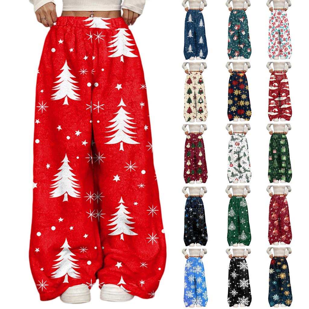 Women's Casual And Fashionable Elastic Waist Loose Wide Leg Pants