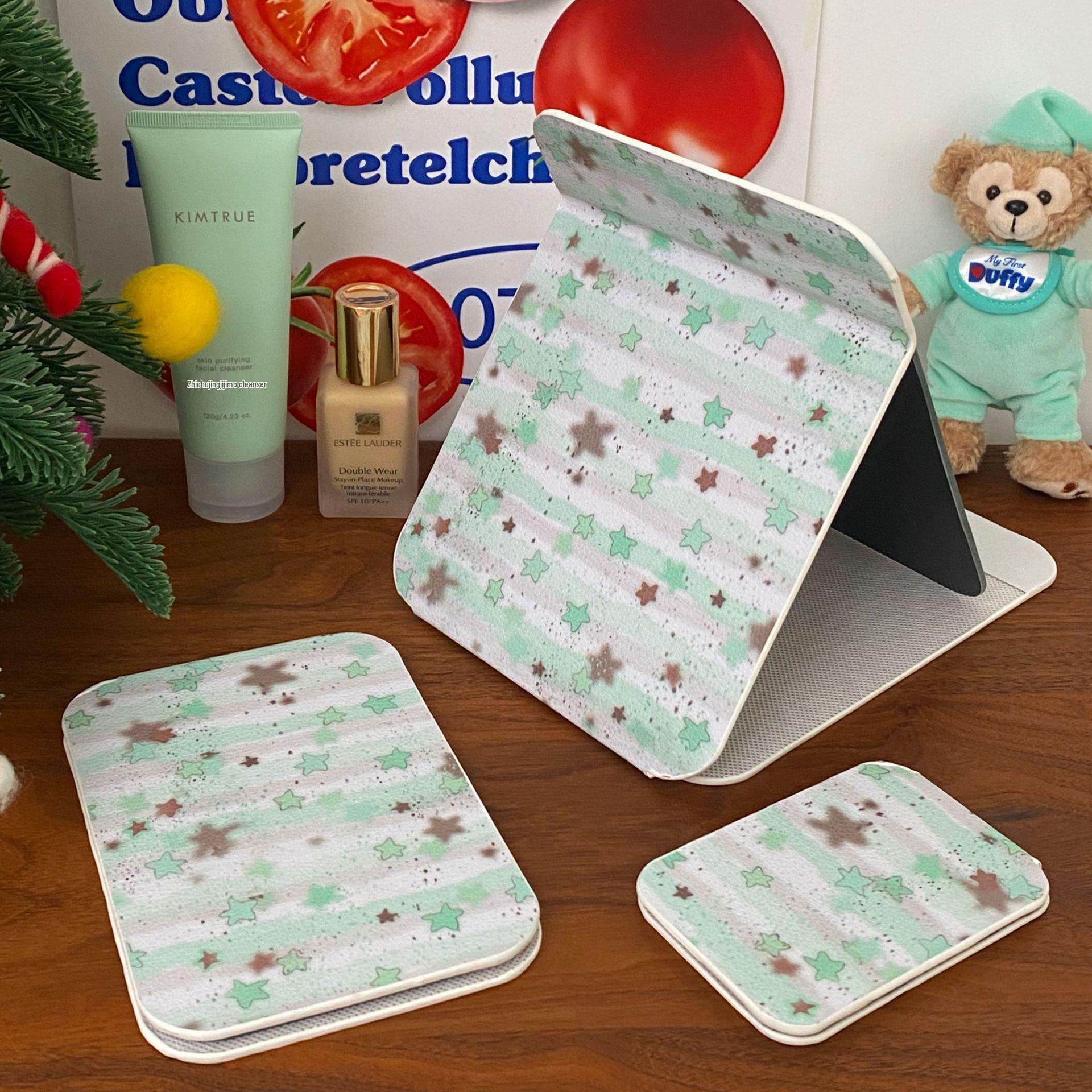 

Портативное складное зеркало для макияжа с цветочным узором для женщин - Новое компактное зеркало 2025 года для офиса, общежития и путешествий Small