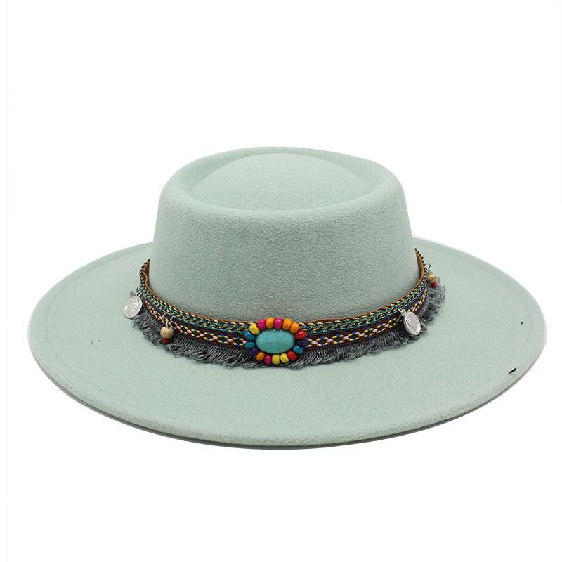2022 Xiaohongshu Цепочка Купол Выпуклый Верх Французский Стиль Цилиндр Фетровая Шляпа 8,5 см M（56-58cm）