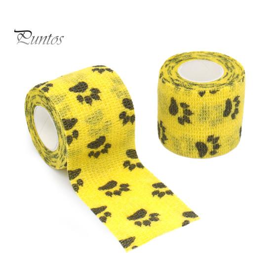 10Pcs Paw Print Pet Wrap Self-adhesive Non-Woven Fabric Tape Stretchy Comfortable Cat Wounds First Aid