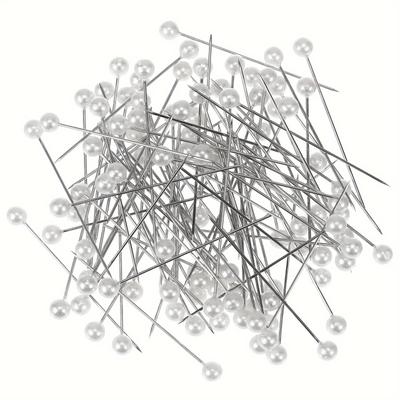 100pcs/box Round Pearl Head Needles 3cm White Dressmaking Pins Stitch DIY Straight Push Sewing Tools Household Positioning JXB