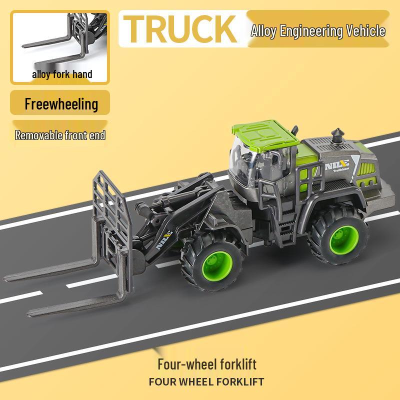 Kids' Inertial Engineering Vehicle Set: Excavator, Bulldozer, Forklift, Loader, Crane Toy Models